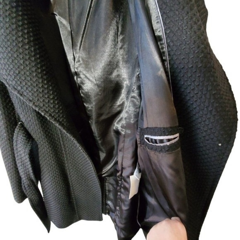 Calvin‎ Klein Black basketweave faux wrap black coat women's size large new!!! - Picture 10 of 14